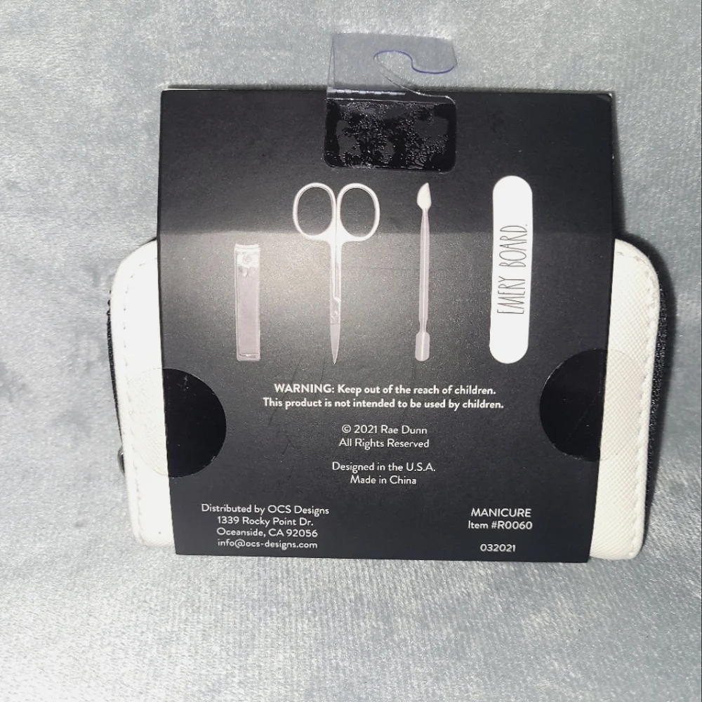 Rae Dunn 5-Piece manicure set. White case w/ "Manicure." in black letters - Picture 4 of 7